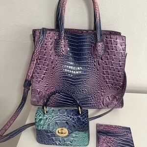 Ombré Caroline Satchel Ombre Purple Blue Crocodile-Embossed Satchel Set